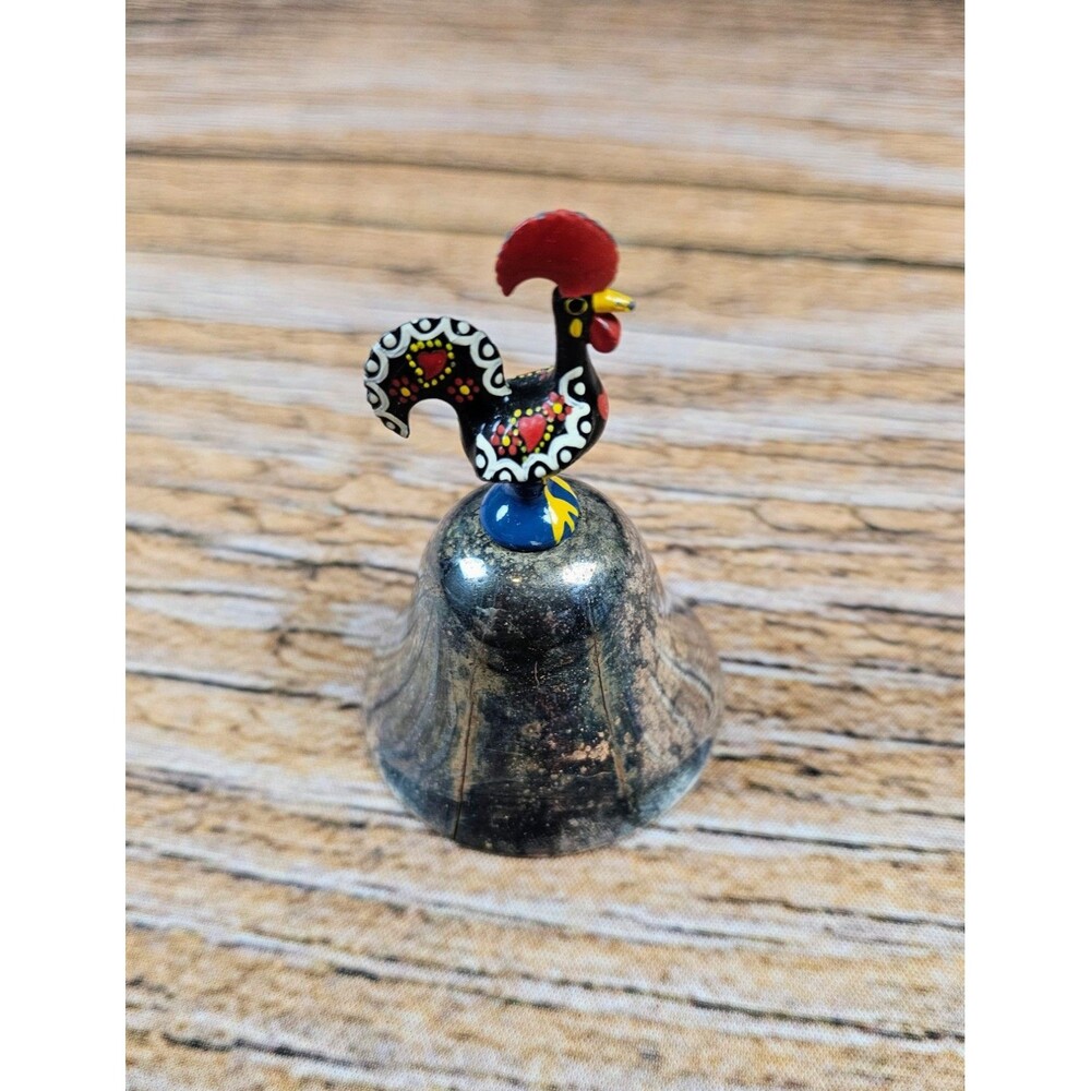 Traditional Portuguese Rooster Galo De Barcelos Ringing Bell Hand Painted VTG